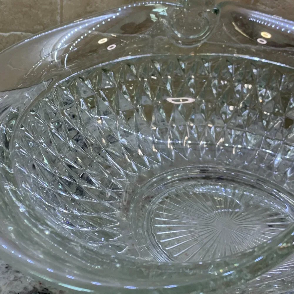 Vintage Tiara Glass Basket by Indiana in the Clear Diamond Point XLARGE